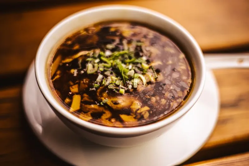 Indo Chinese Hot and Sour Spinach Soup Recipe