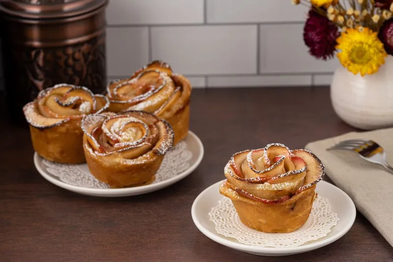 Apple Roses Recipe With Homemade Puff Pastry Sheets (Eggless) — photo 2