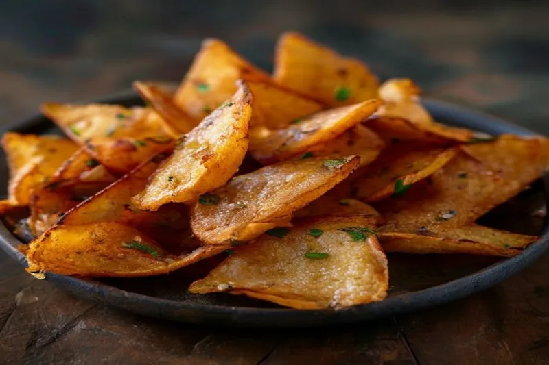 Savoury Baked Arbi Chips Recipe