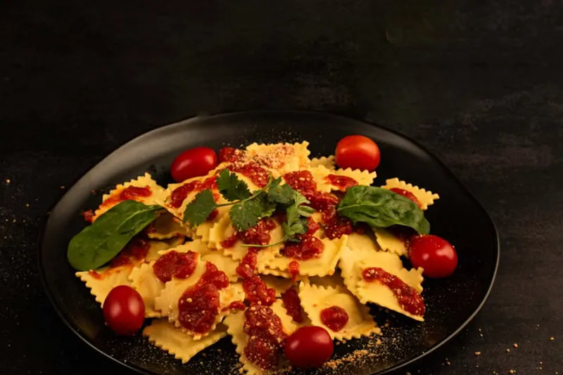 Spinach and Cottage Cheese Eggless Ravioli Recipe