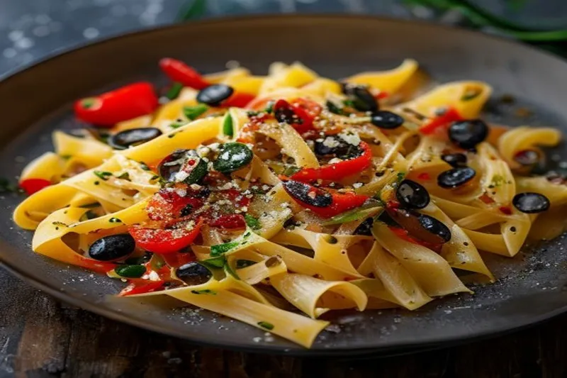 Homemade Tagliatelle Pasta with Capers and Bell peppers Recipe — photo 2