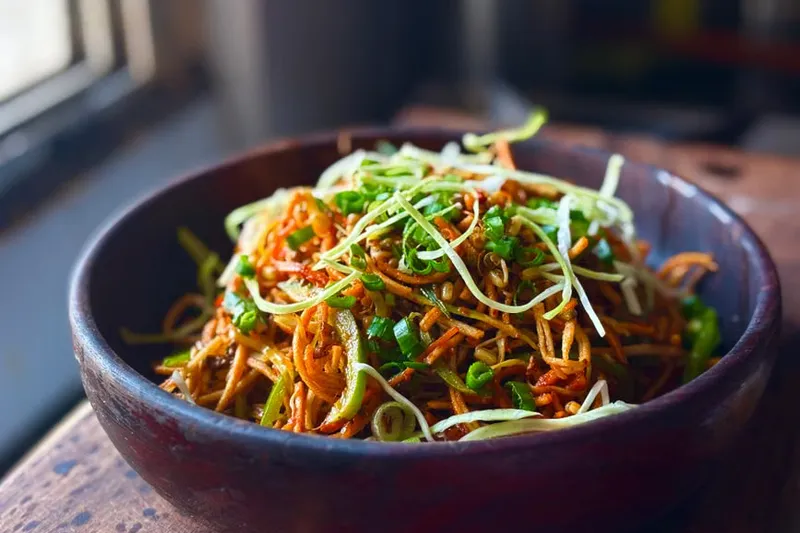 Chinese Bhel Recipe - Crispy Noodle Salad