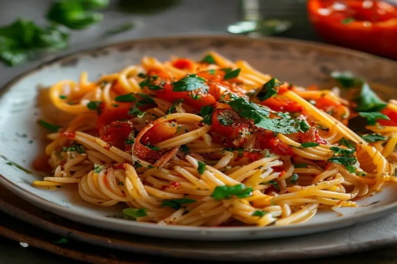 Pasta In Tomato Onion Chutney Recipe