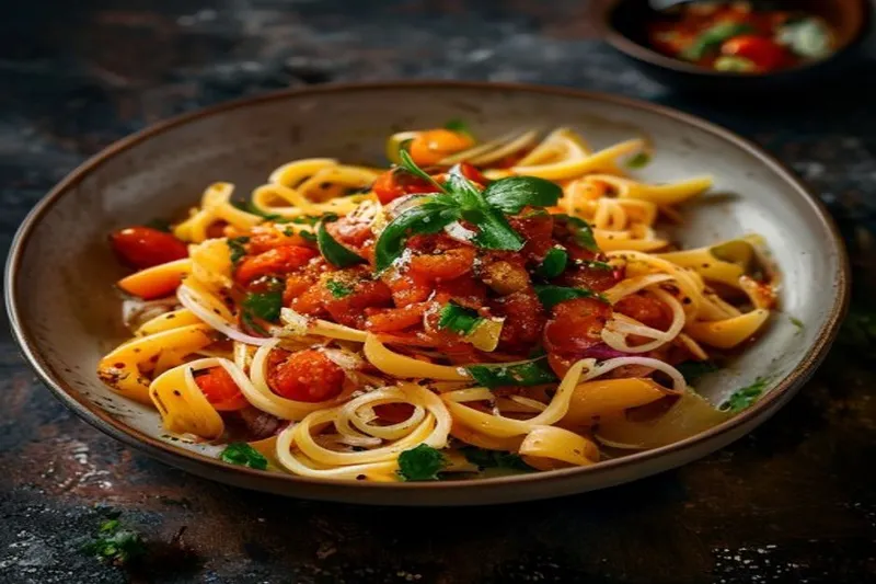 Pasta In Tomato Onion Chutney Recipe — photo 2