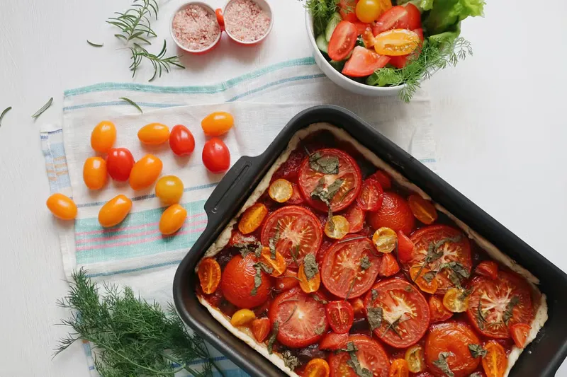 Spinach and Dill Tart With Roasted Peppers Recipe