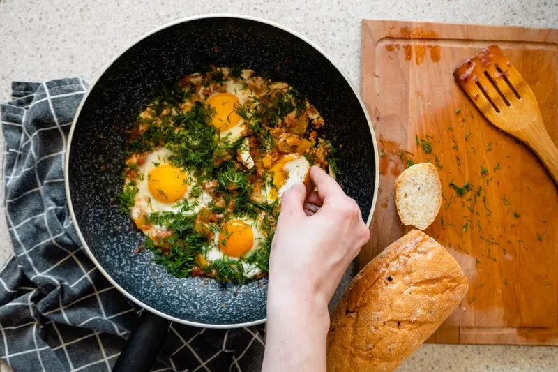 Lebanese Style Caramelized Onion Pilaf with Fried eggs Recipe