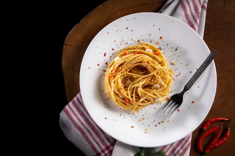 Spaghetti Aglio Olio Pasta Recipe with Bacon