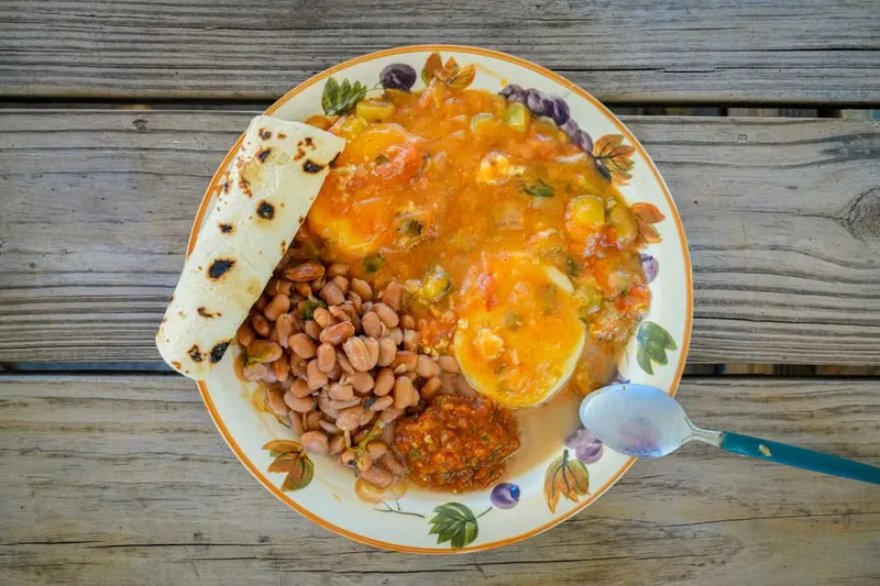 Mexican Breakfast Tortilla, Fried Eggs & Black Beans With Salsa Recipe