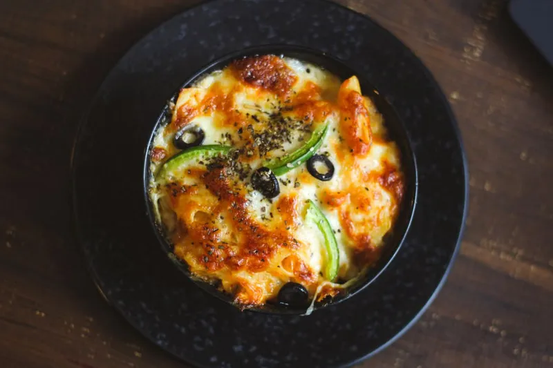 Aubergine Layered Baked Corn Cheese Quinoa Pasta Recipe — photo 2
