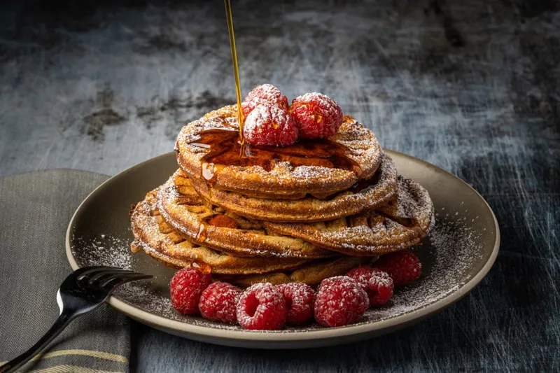 Ragi, Wheat & Oat Waffles Recipe With Maple Syrup