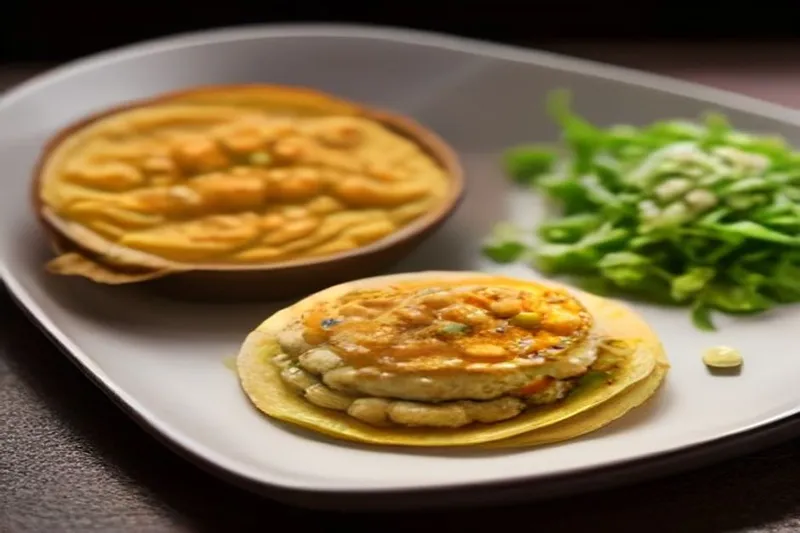Chickpea Flour Crepes Recipe With Salad And Chutney Spread — photo 2