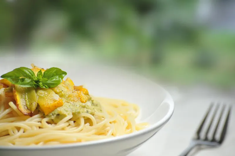 Spaghetti Pasta Recipe in Basil Pesto Sauce