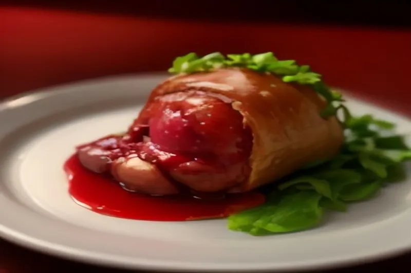 Mushroom and beet wellington With Red Vinaigrette Sauce Recipe