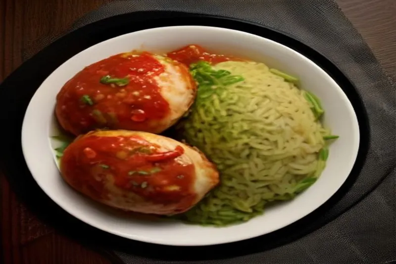 Rosemary Chicken Rice Recipe With Spicy Tomato Garlic Sauce