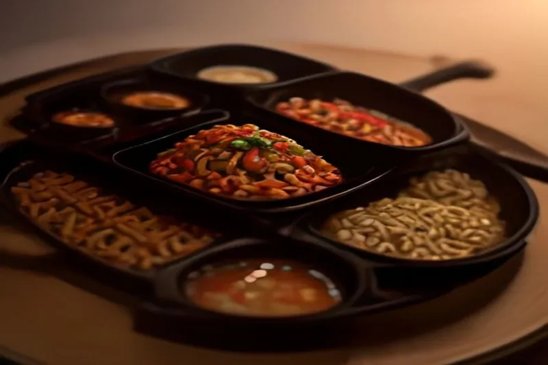 Vegetarian Chinese Sizzler With Noodles & Momos Recipe — photo 2