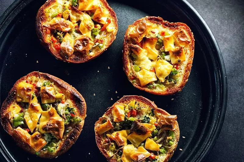 Mini Pita Pizza With Tahini Roasted Vegetables Recipe — photo 2