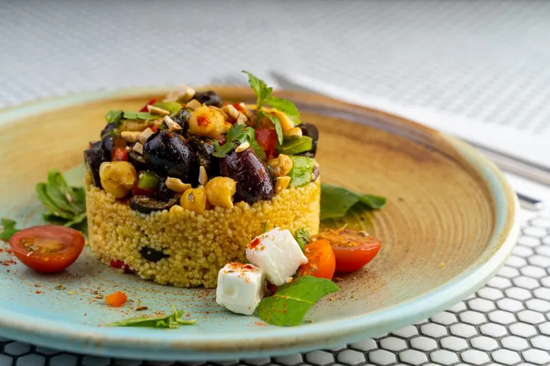 Chickpea Salad with Cherry Tomatoes,Olives and Capsicum Recipe