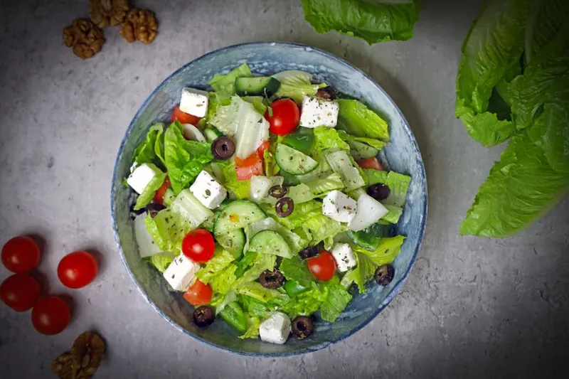 Summer Lettuce Salad with Cucumber, Tomato & Feta Recipe