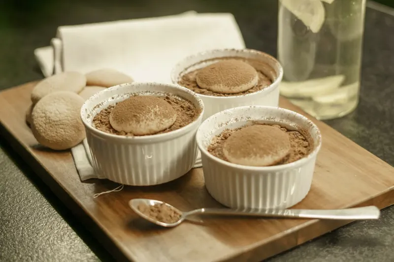 Eggless Coffee Souffle Recipe With Chocolate Sauce