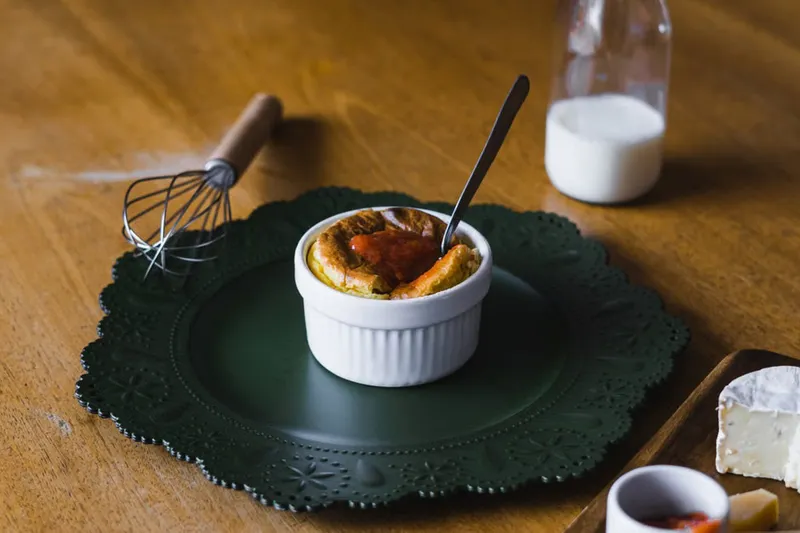 Eggless Coffee Souffle Recipe With Chocolate Sauce — photo 2
