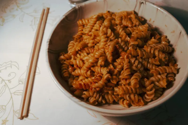 Pav Bhaji Flavored Pasta Recipe-Fusion Fusilli Pasta