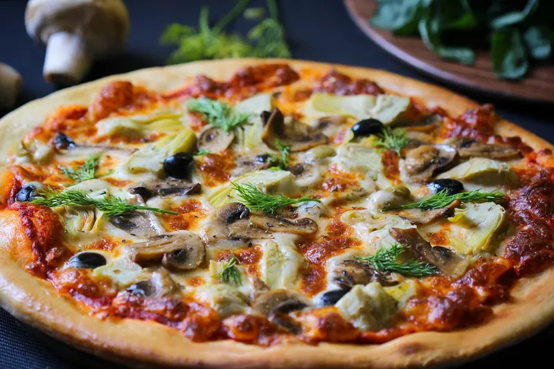 Pesto Pizza Recipe With Sun Dried Tomatoes, Mushrooms, Pineapples And Olives — photo 2