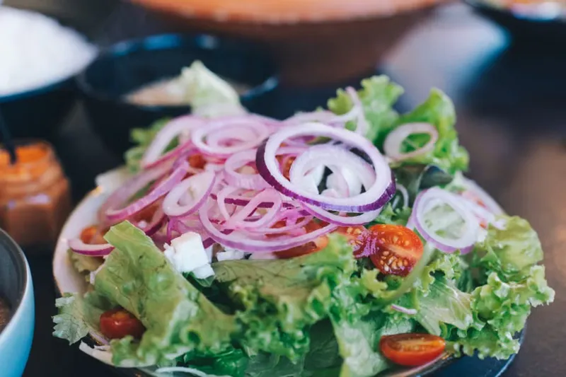 Summer Salad Recipe-Red Cabbage, Lettuce Onions & Tomatoes
