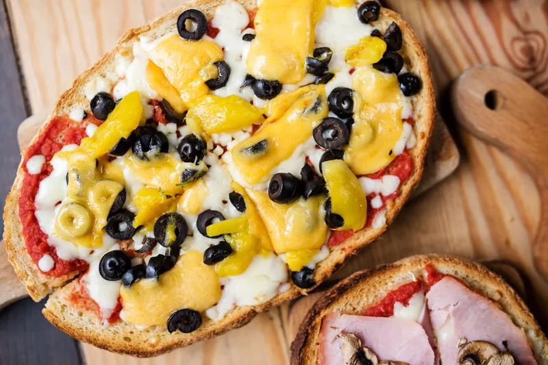 Italian Open Toast Recipe With Grilled Ham, Cheese & Olives