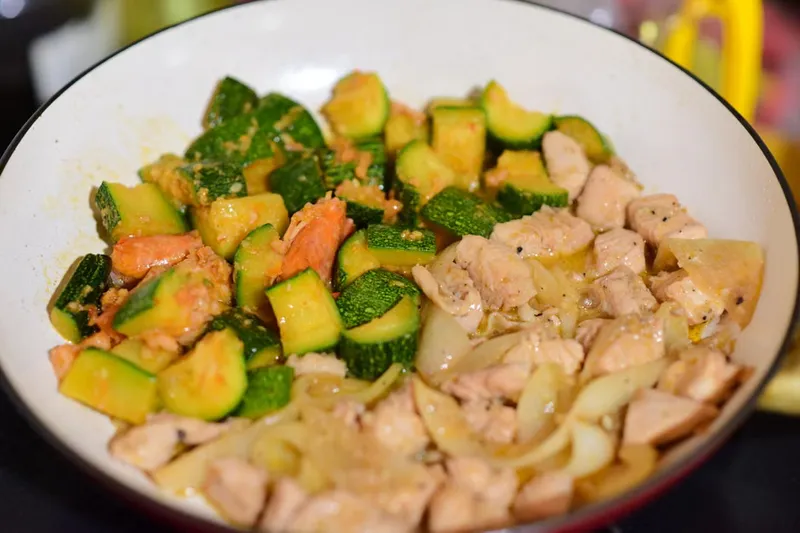 Moroccan Chicken Stew Recipe With Sauteed Zucchini & Onion Dressing