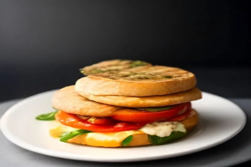 Roasted Vegetable Panini Sandwich With Feta Cheese Recipe
