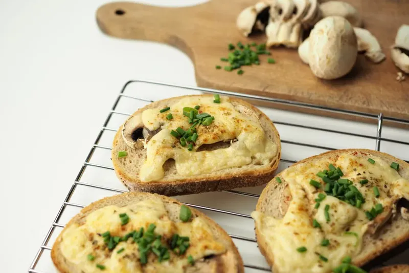 Cheesy Mushroom & Corn Open Toast