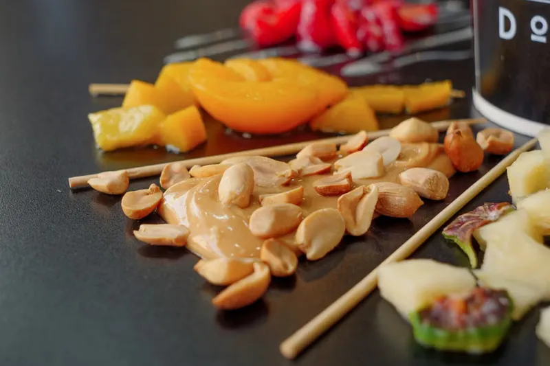 Sweet Potato Pineapple Skewers In Spicy Sweetish Peanut Dip Recipe