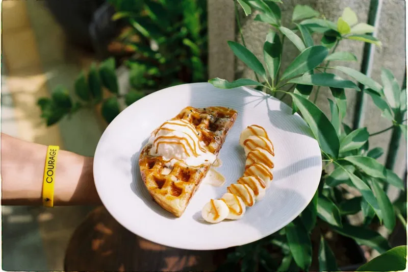 Buckwheat & Oat Waffle Recipe With Bananas & Vanilla Ice Cream